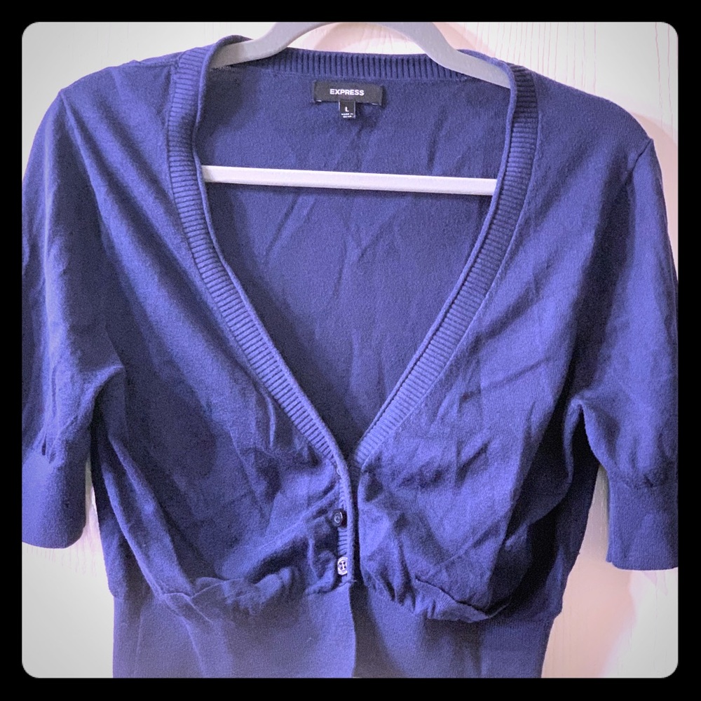 Express Navy cropped Cardigan